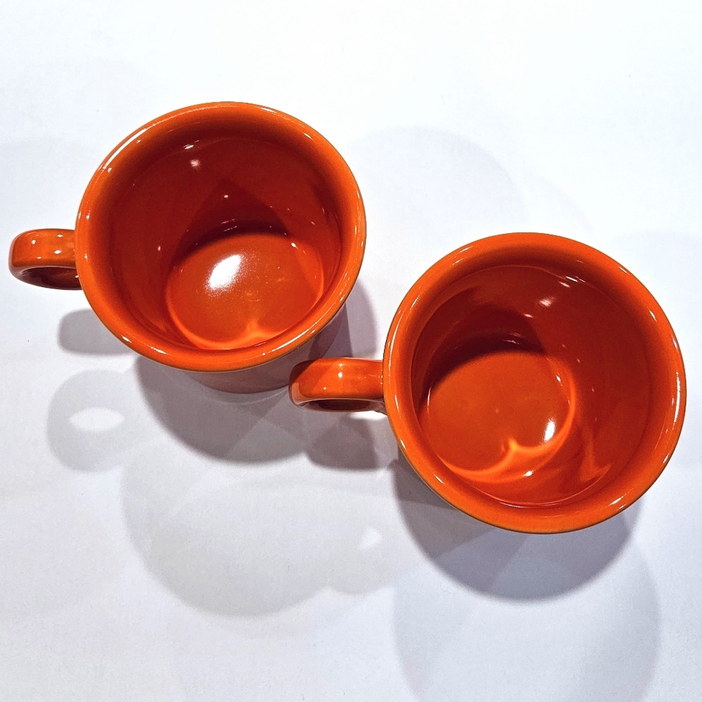 New a Set of Fiesta Coffee Tea Mugs Poppy Tangerine - Picture 3 of 4
